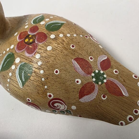Vintage Wooden Painted Duck Folk Art Country Kitchen flower Design cottagecore - Picture 9 of 15